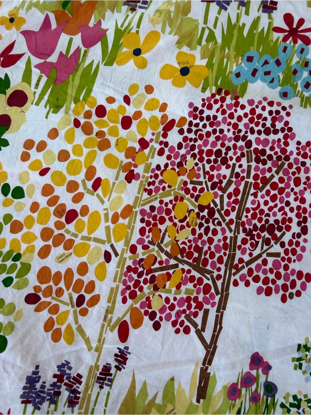 Pottery Barn Woodland Trees Paint by Number Organic Cotton Duvet Cover F/Q GUC